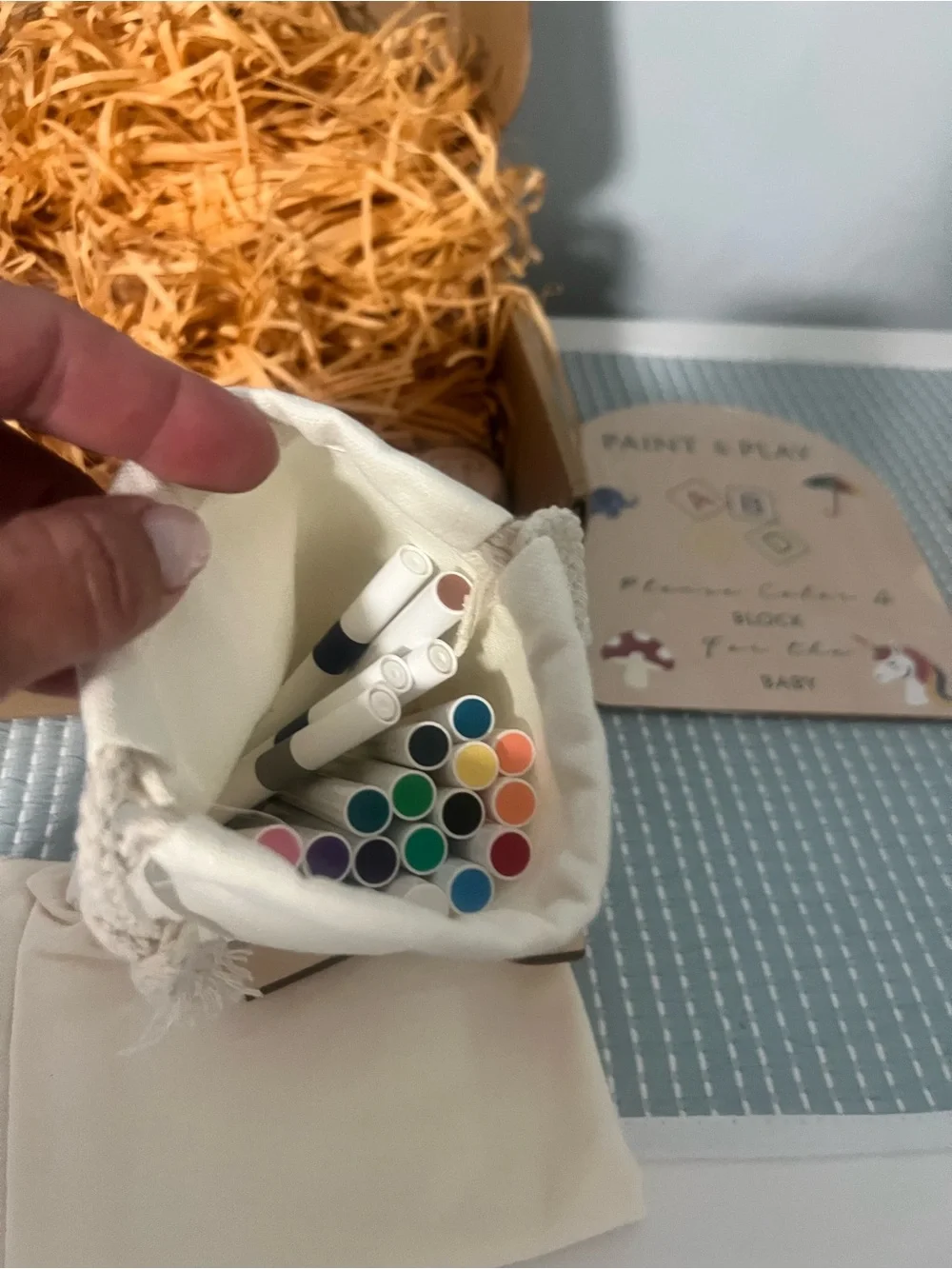 Baby Shower Activity - Natural Wooden Alphabet and numbers Blocks Set